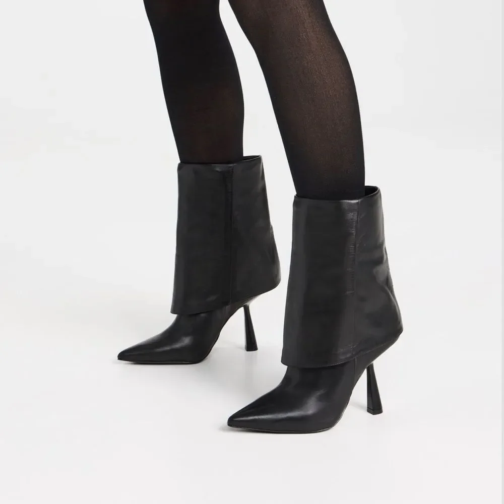 Black Suede Studio Cecille Leather Ankle Boots size 39